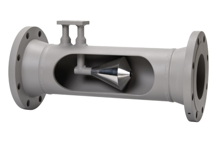 V-Cone differential pressure element for wet gas flow measurements.