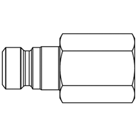 45671850 Nipple - Double Shut-off - Female Thread Double shut-off nipple/ plug. (KB serie) On the double shut-off systems, after disconnection, the flow stops both in the coupling and in the plug. The medium remains in the hose in both connecting lines, the pressure is held constant and will not be released.