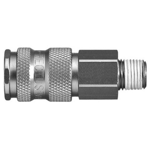 46150000 Coupling - Double Shut-off - Male Thread Double shut-off quick coupler (KB serie) On the double shut-off systems, after disconnection, the flow stops both in the coupling and in the plug. The medium remains in the hose in both connecting lines, the pressure is held constant and will not be released.