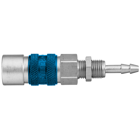 48022585 Coupling - Single Shut-off - Panel Mount Quick coupling single shut-off coded system - Rectukey.  The mechanical coding of the coupling and plug offers a  guarantee for avoiding mix-ups between media when coupling, which is complemented by the color coding of the anodised sleeves. Double shut-off version available on request.