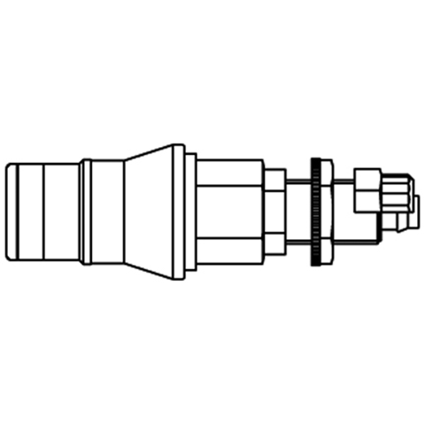 48830875 Coupling - Single Shut-off - Panel Mount Quick coupling single shut-off coded system - Rectukey.  The mechanical coding of the coupling and plug offers a  guarantee for avoiding mix-ups between media when coupling, which is complemented by the color coding of the anodised sleeves. Double shut-off version available on request.