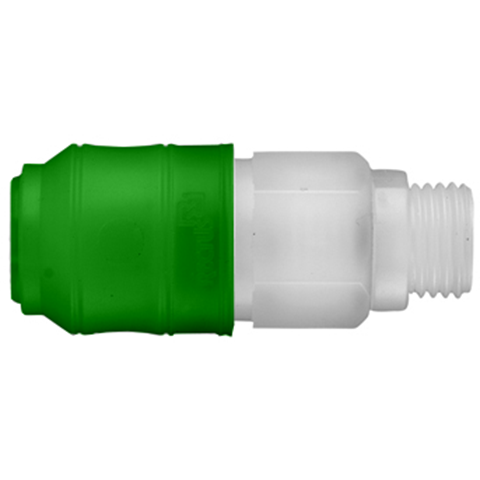 48952690 Coupling - Double Shut-off - Male Thread Quick coupling double shut-off coded system - Rectukey.  The mechanical coding of the coupling and plug offers a  guarantee for avoiding mix-ups between media when coupling, which is complemented by the color coding of the anodised sleeves. Double shut-off version available on request.