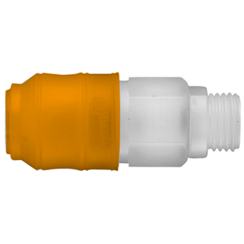 48952700 Coupling - Double Shut-off - Male Thread Quick coupling double shut-off coded system - Rectukey.  The mechanical coding of the coupling and plug offers a  guarantee for avoiding mix-ups between media when coupling, which is complemented by the color coding of the anodised sleeves. Double shut-off version available on request.