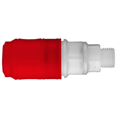 48988065 Coupling - Double Shut-off - Male Thread Quick coupling double shut-off coded system - Rectukey.  The mechanical coding of the coupling and plug offers a  guarantee for avoiding mix-ups between media when coupling, which is complemented by the color coding of the anodised sleeves. Double shut-off version available on request.