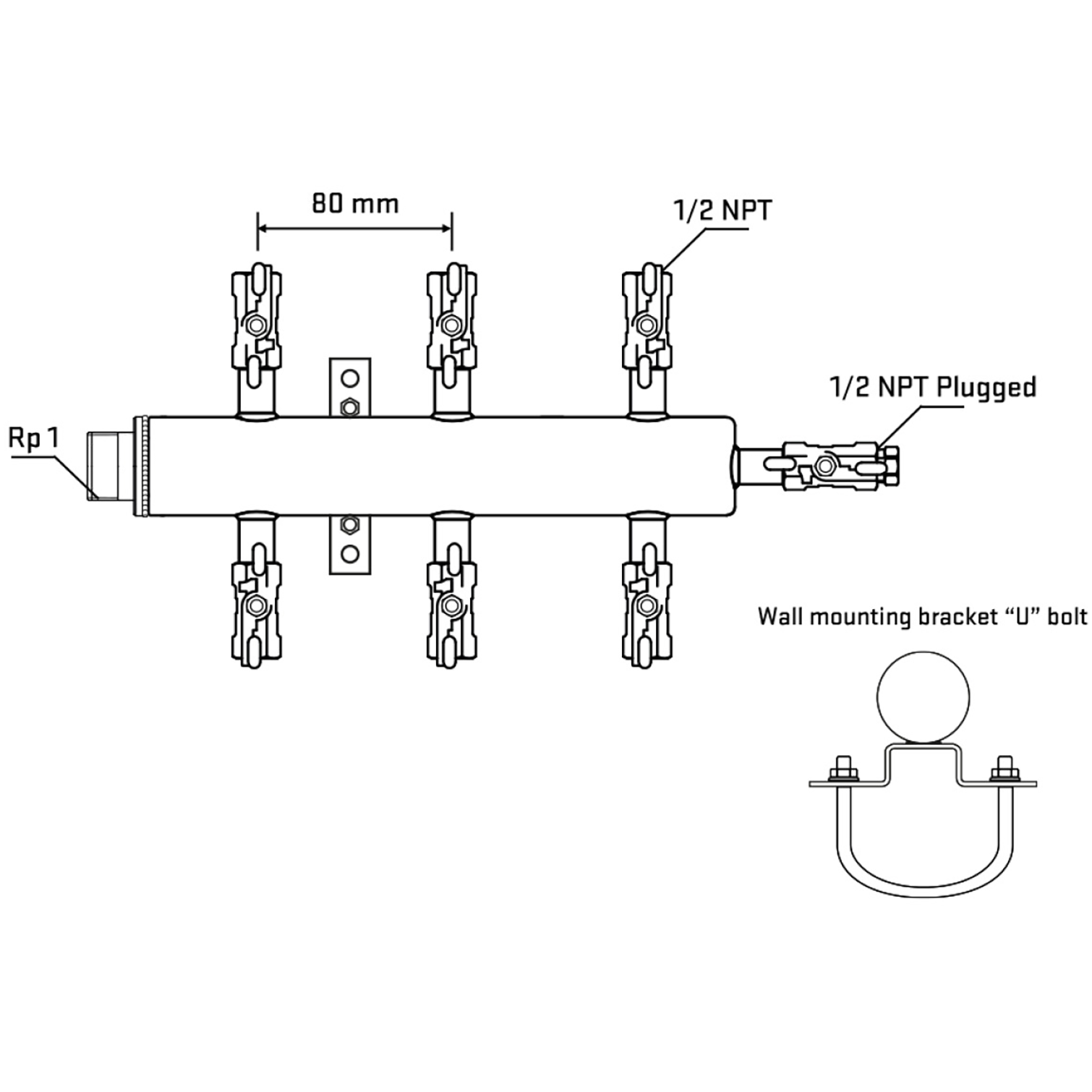 M506A010711 Manifolds Stainless Steel Double Sided