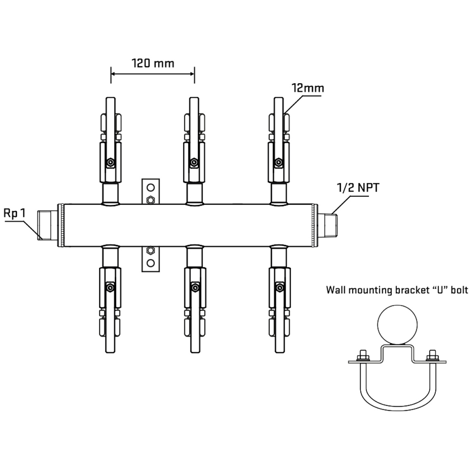 M506B100731 Manifolds Stainless Steel Double Sided