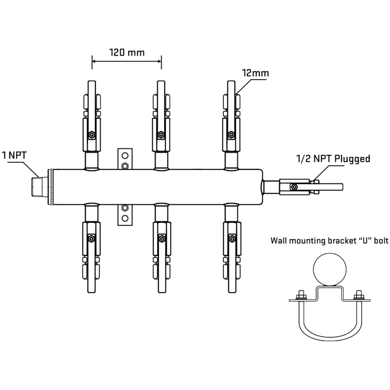 M506B110911 Manifolds Stainless Steel Double Sided