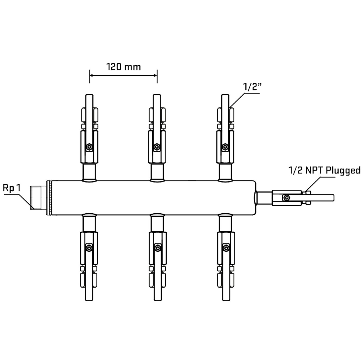 M506B120710 Manifolds Stainless Steel Double Sided