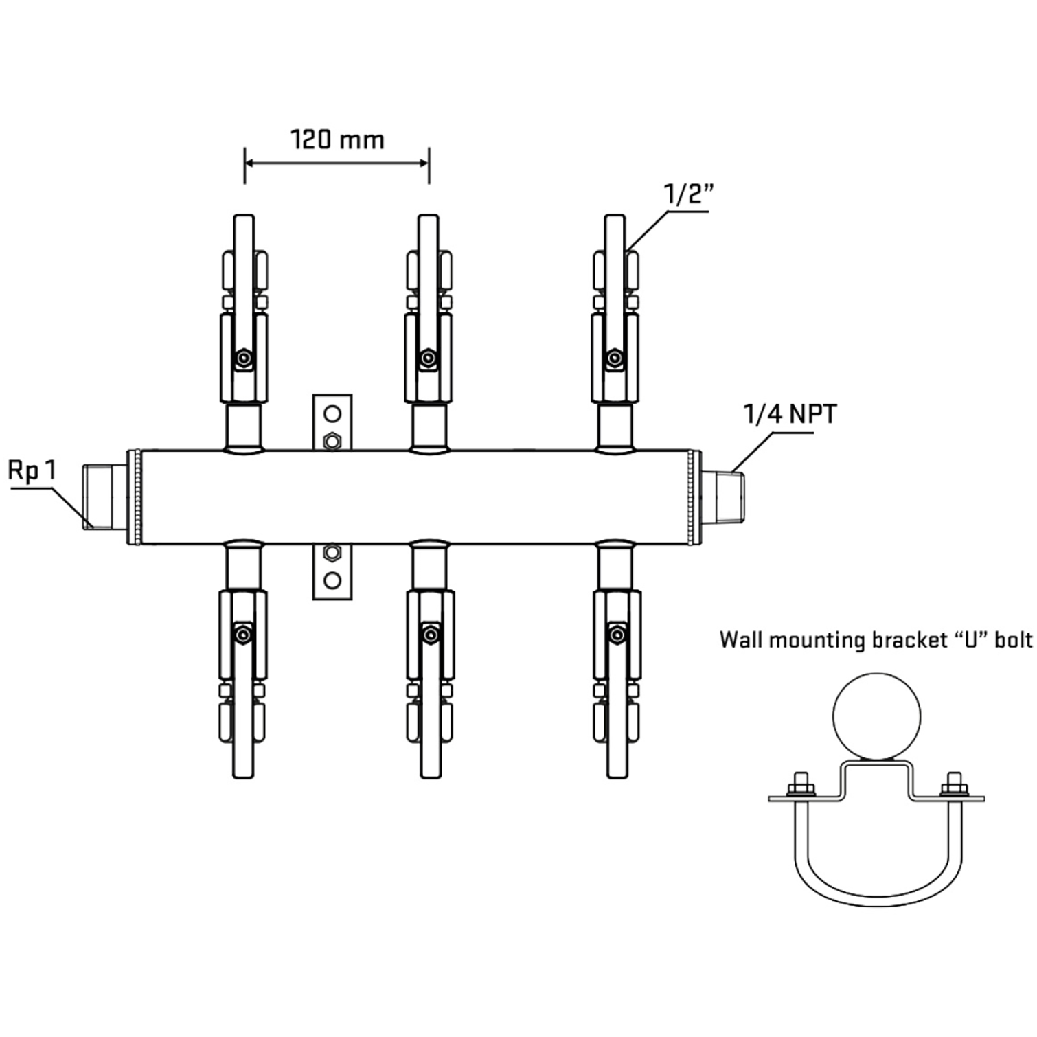 M506B120741 Manifolds Stainless Steel Double Sided