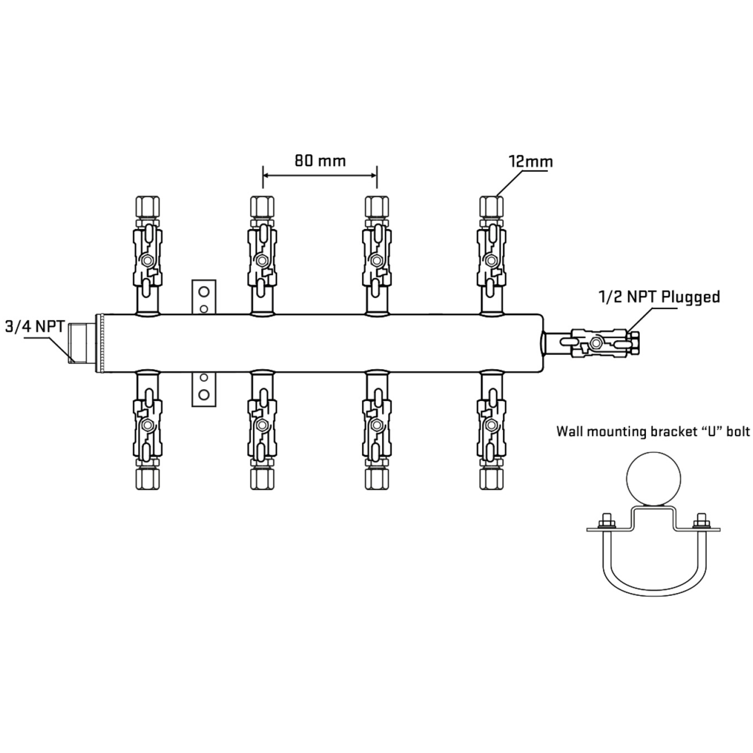 M508A041011 Manifolds Stainless Steel Double Sided
