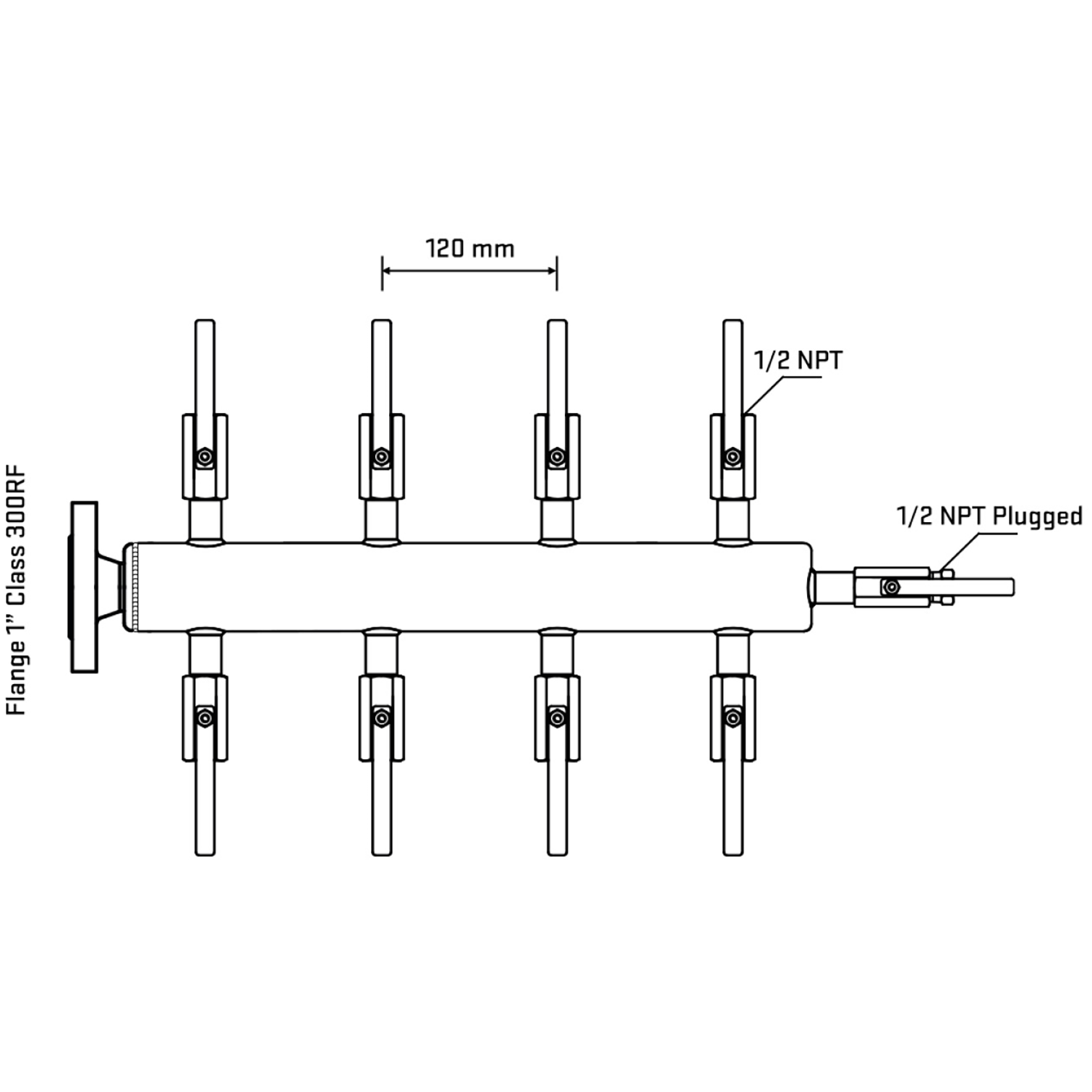 M508B080210 Manifolds Stainless Steel Double Sided