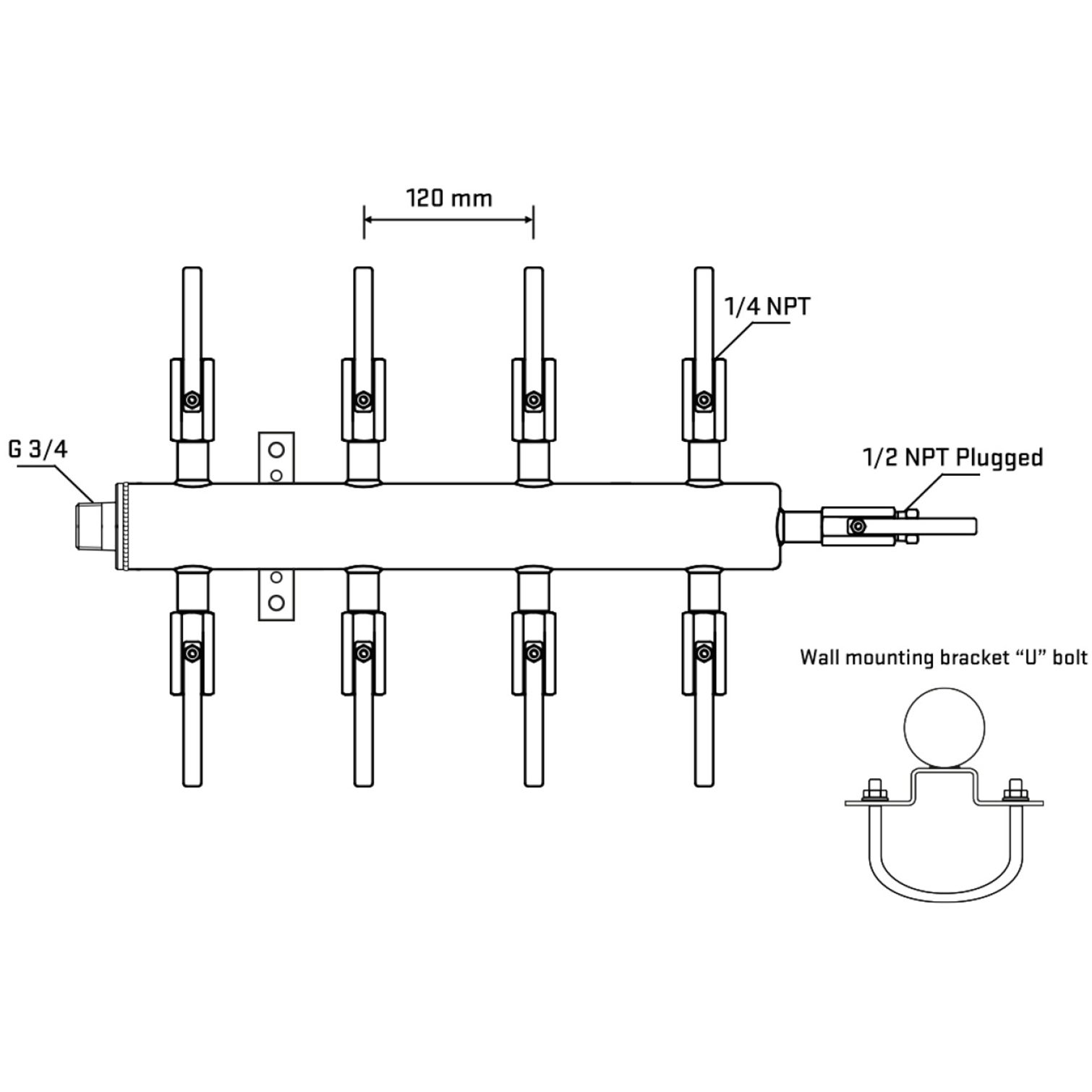 M508B090411 Manifolds Stainless Steel Double Sided