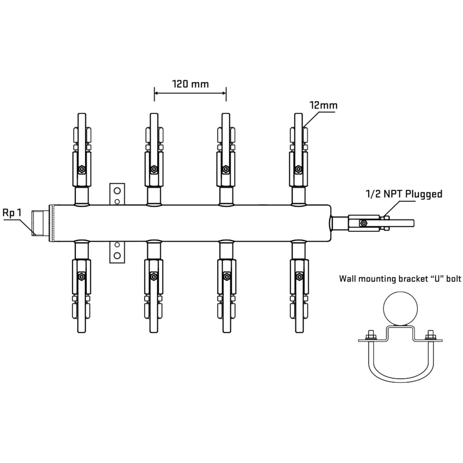 M508B110711 Manifolds Stainless Steel Double Sided