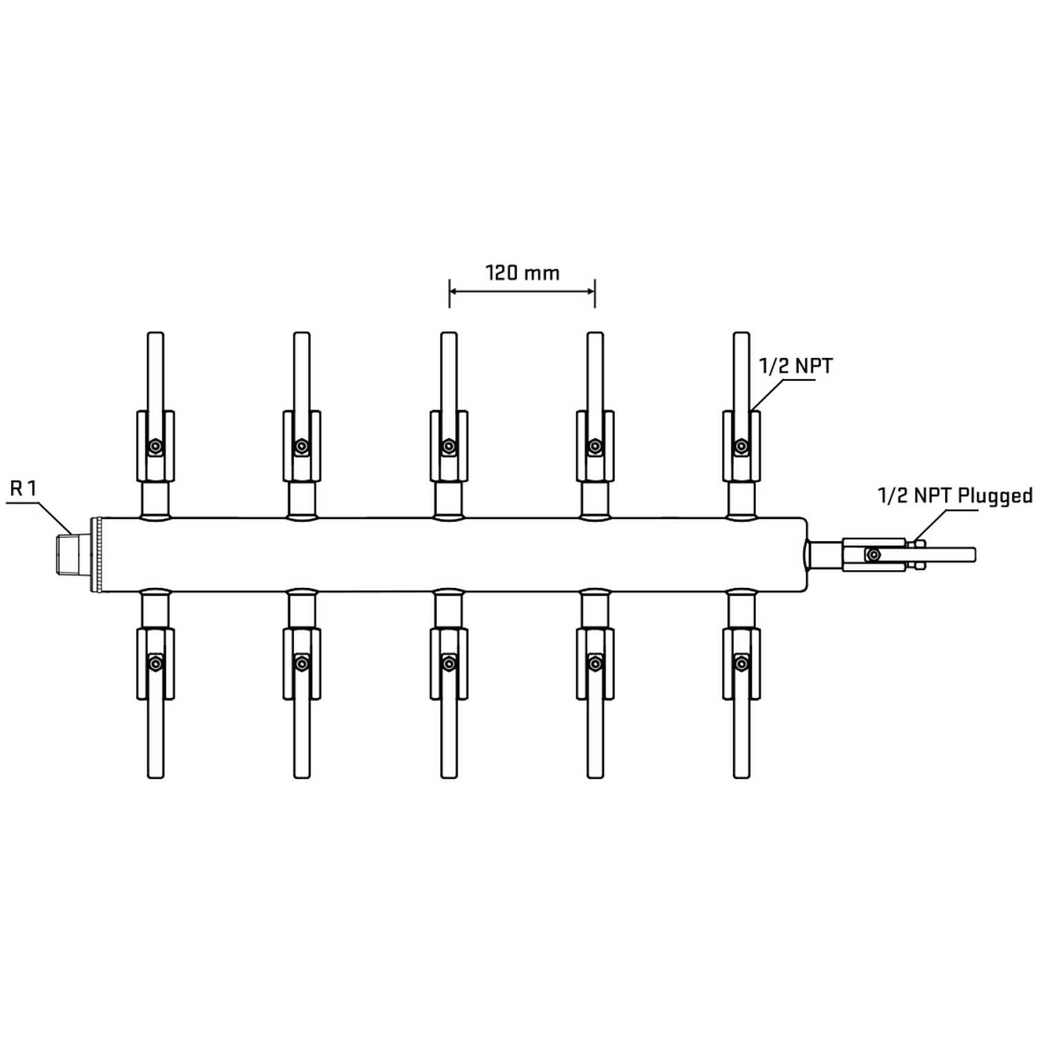 M510B080510 Manifolds Stainless Steel Double Sided