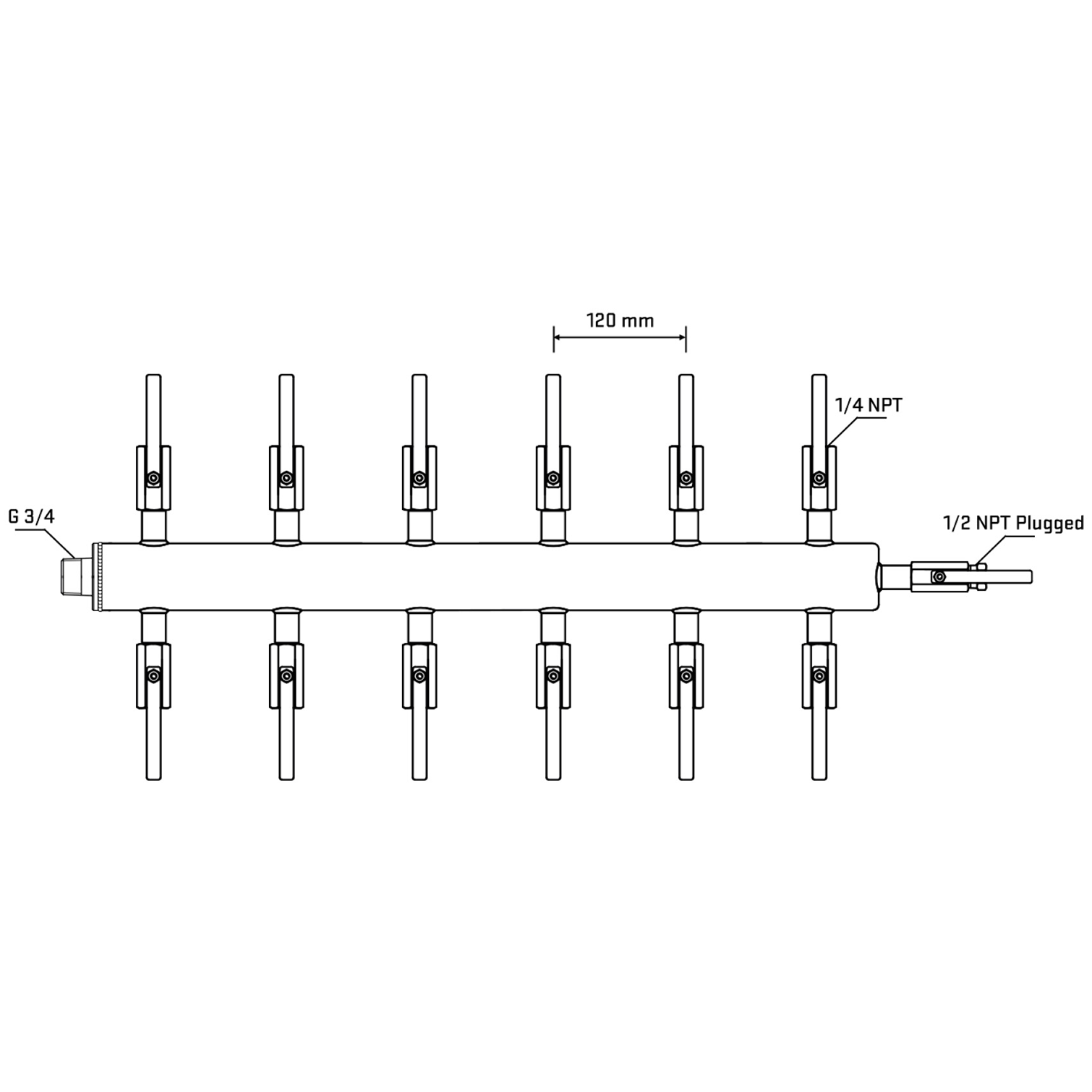 M512B090410 Manifolds Stainless Steel Double Sided