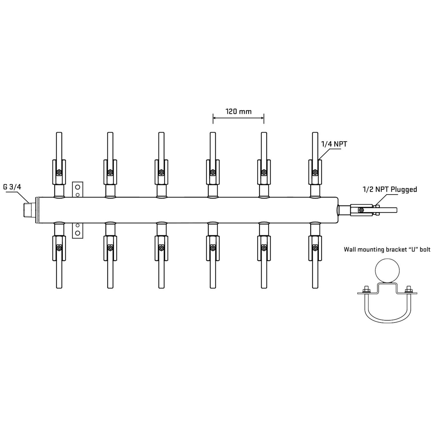 M512B090411 Manifolds Stainless Steel Double Sided