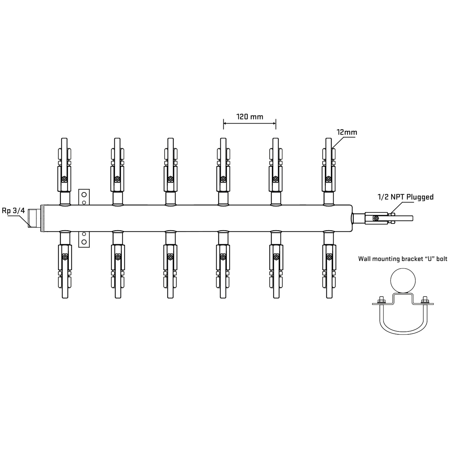 M512B100611 Manifolds Stainless Steel Double Sided