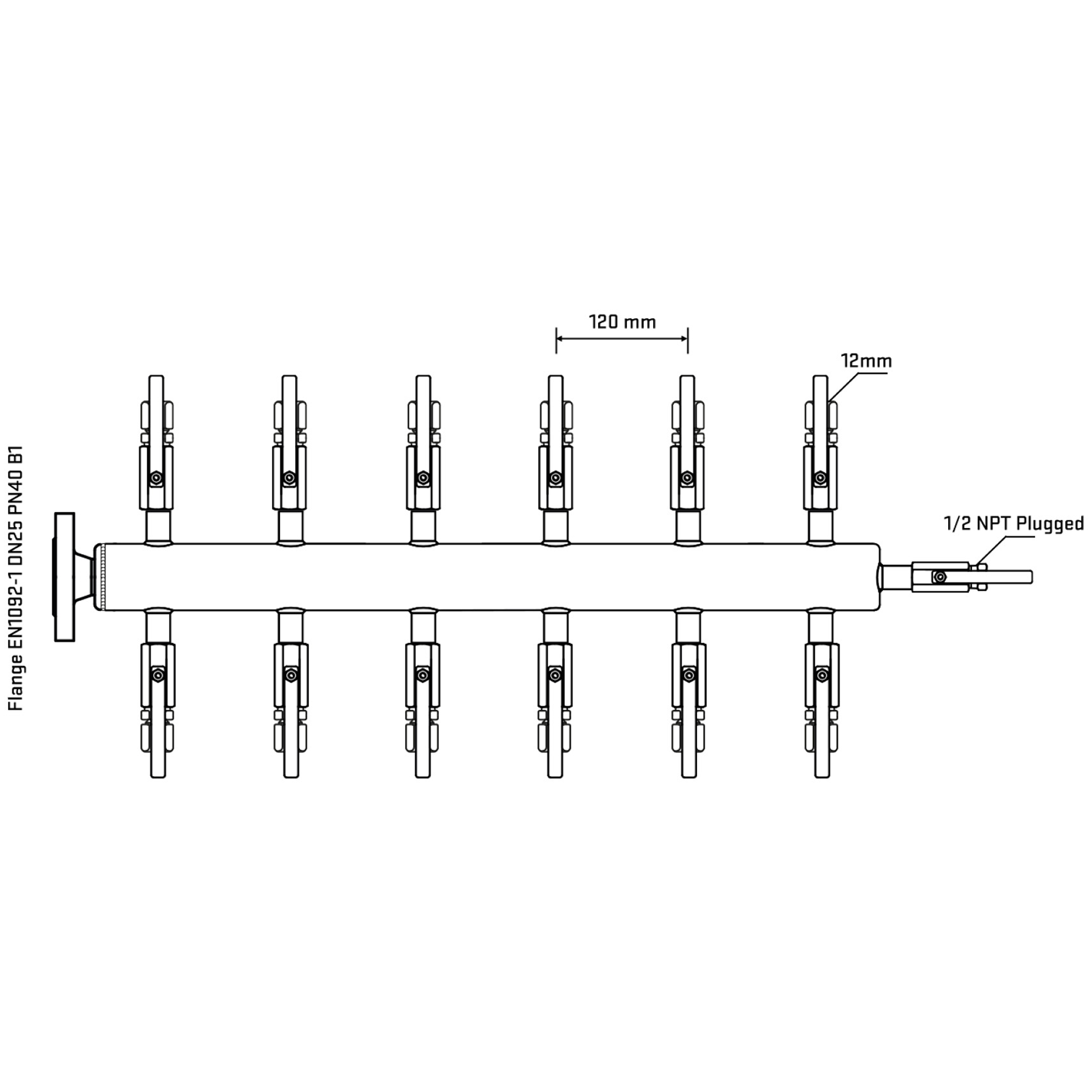 M512B110310 Manifolds Stainless Steel Double Sided