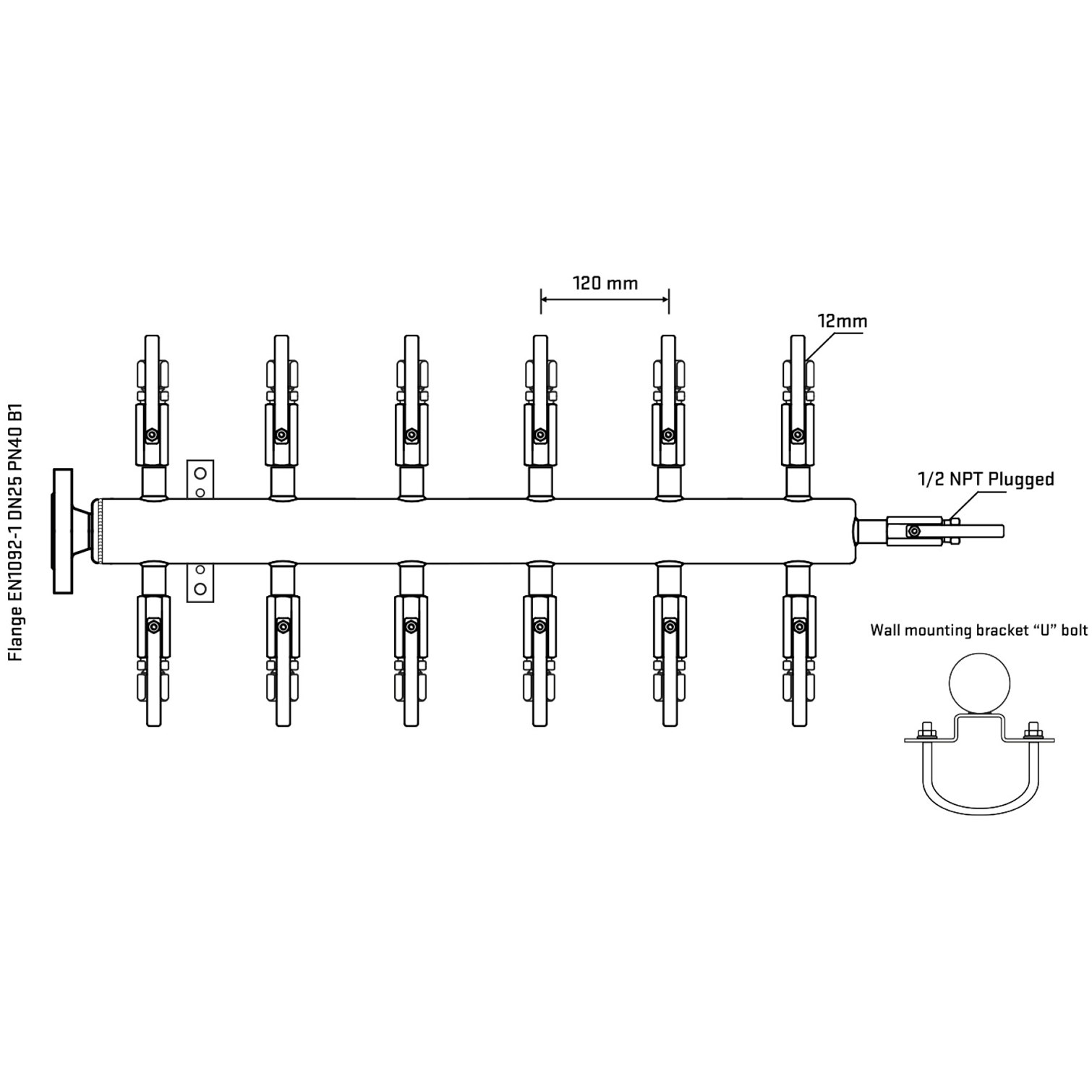 M512B110311 Manifolds Stainless Steel Double Sided