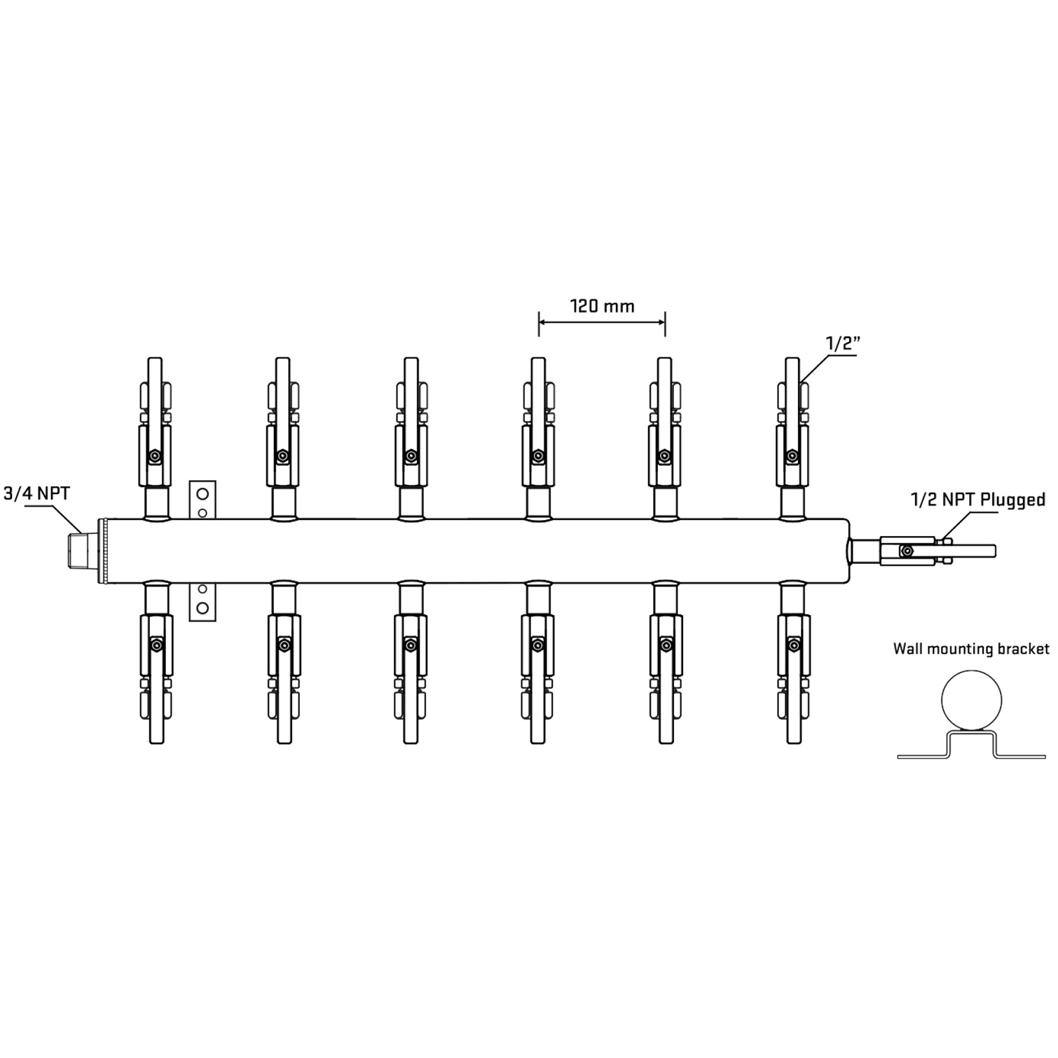 M512B120812 Manifolds Stainless Steel Double Sided