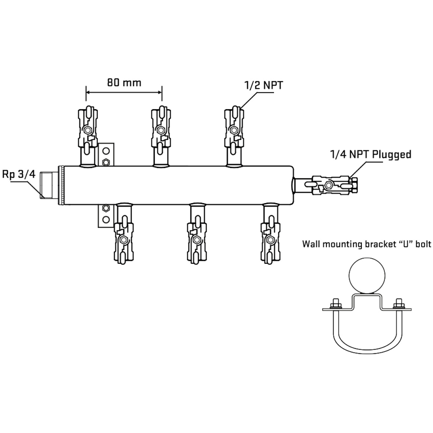 M5F1A010621 Manifolds Stainless Steel Double Sided