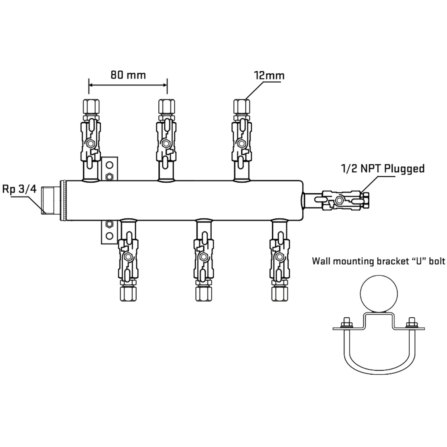 M5F1A030611 Manifolds Stainless Steel Double Sided