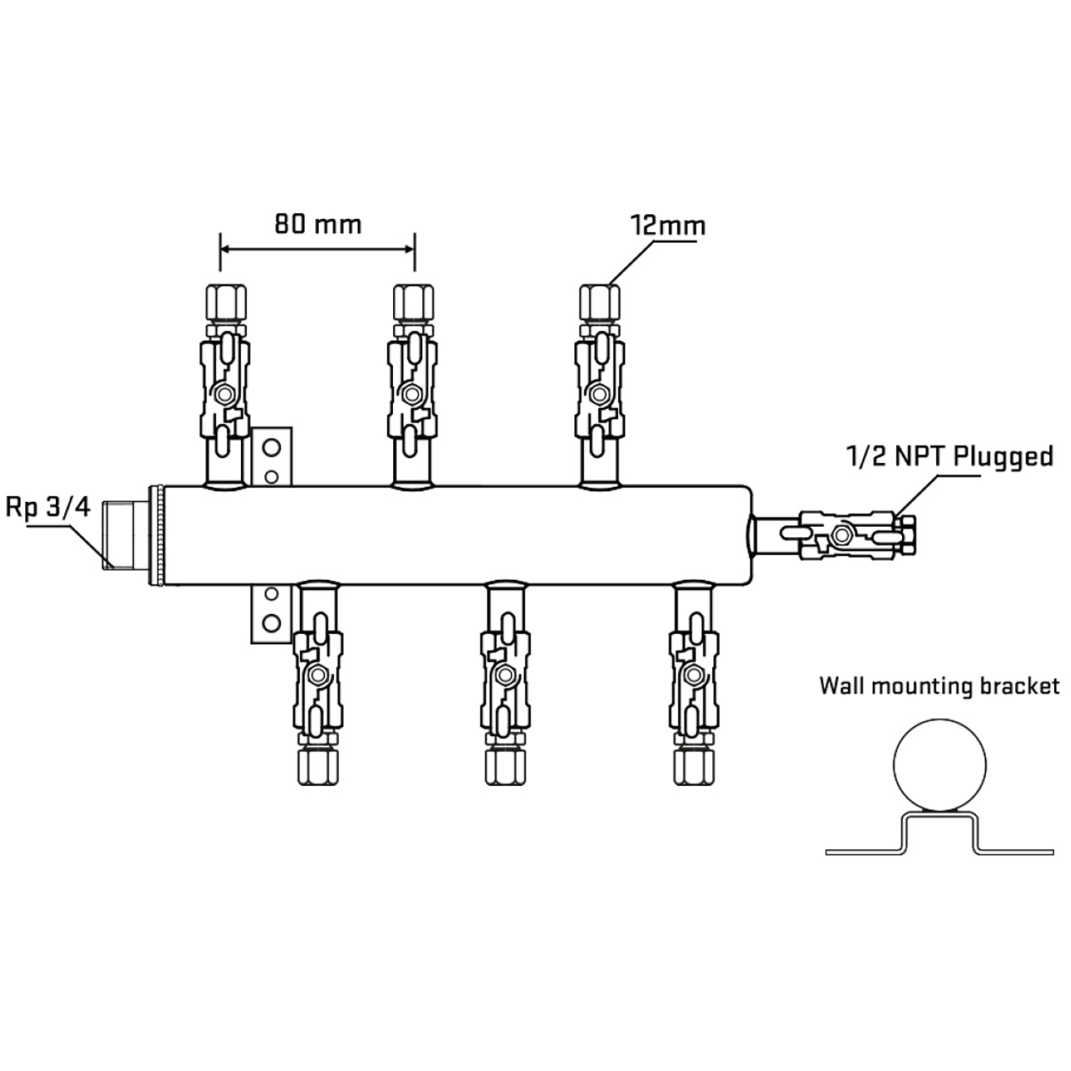 M5F1A030612 Manifolds Stainless Steel Double Sided