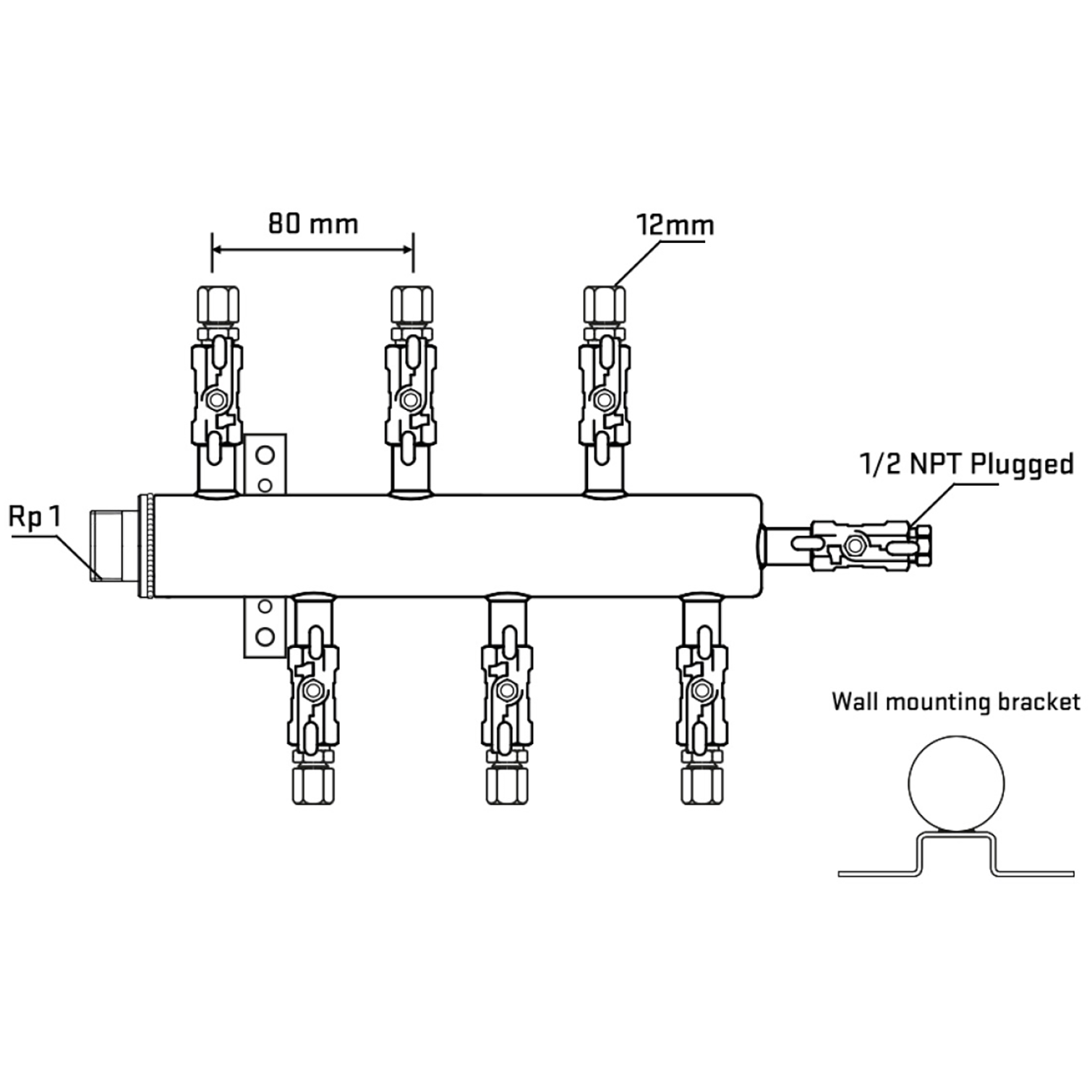 M5F1A030712 Manifolds Stainless Steel Double Sided