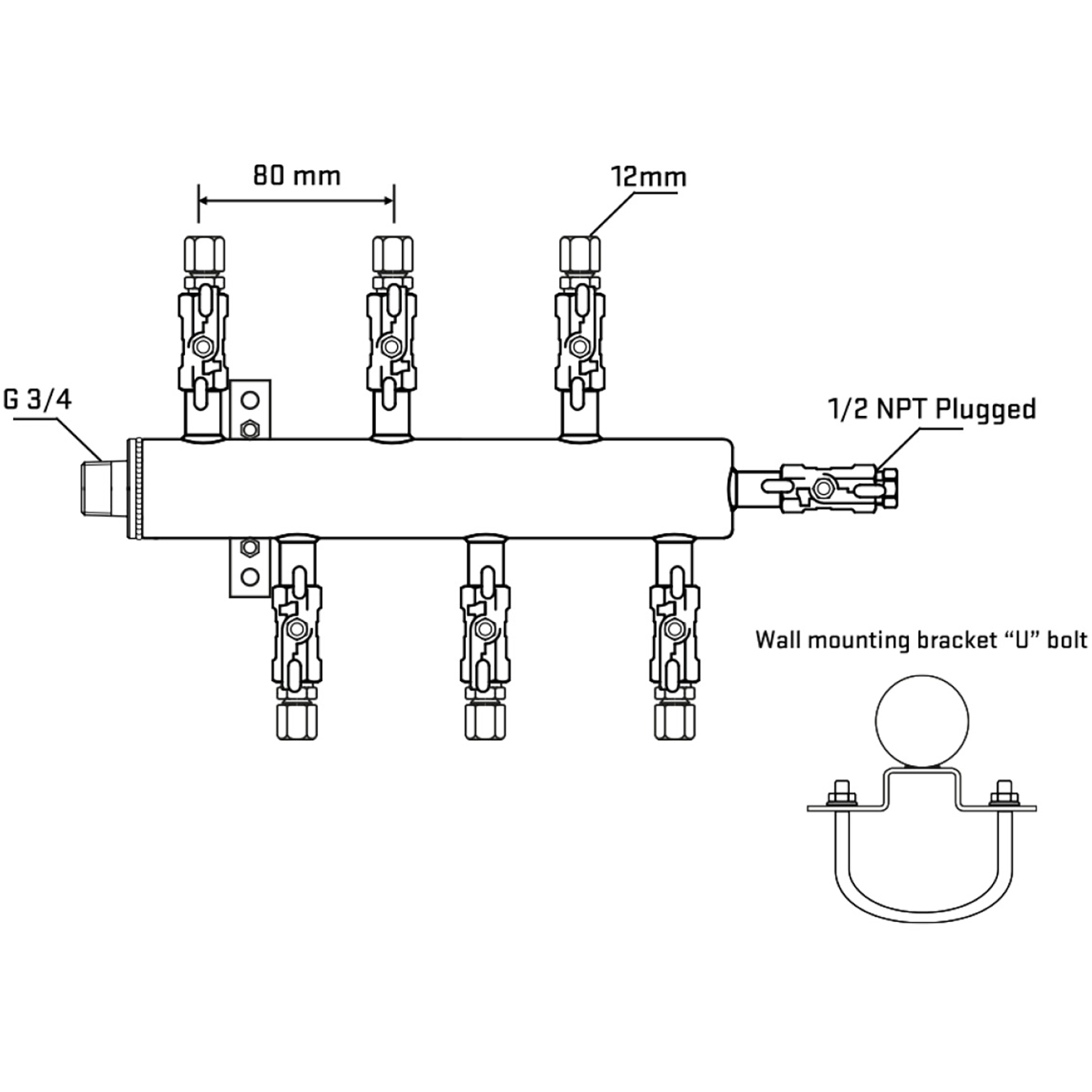 M5F1A040411 Manifolds Stainless Steel Double Sided
