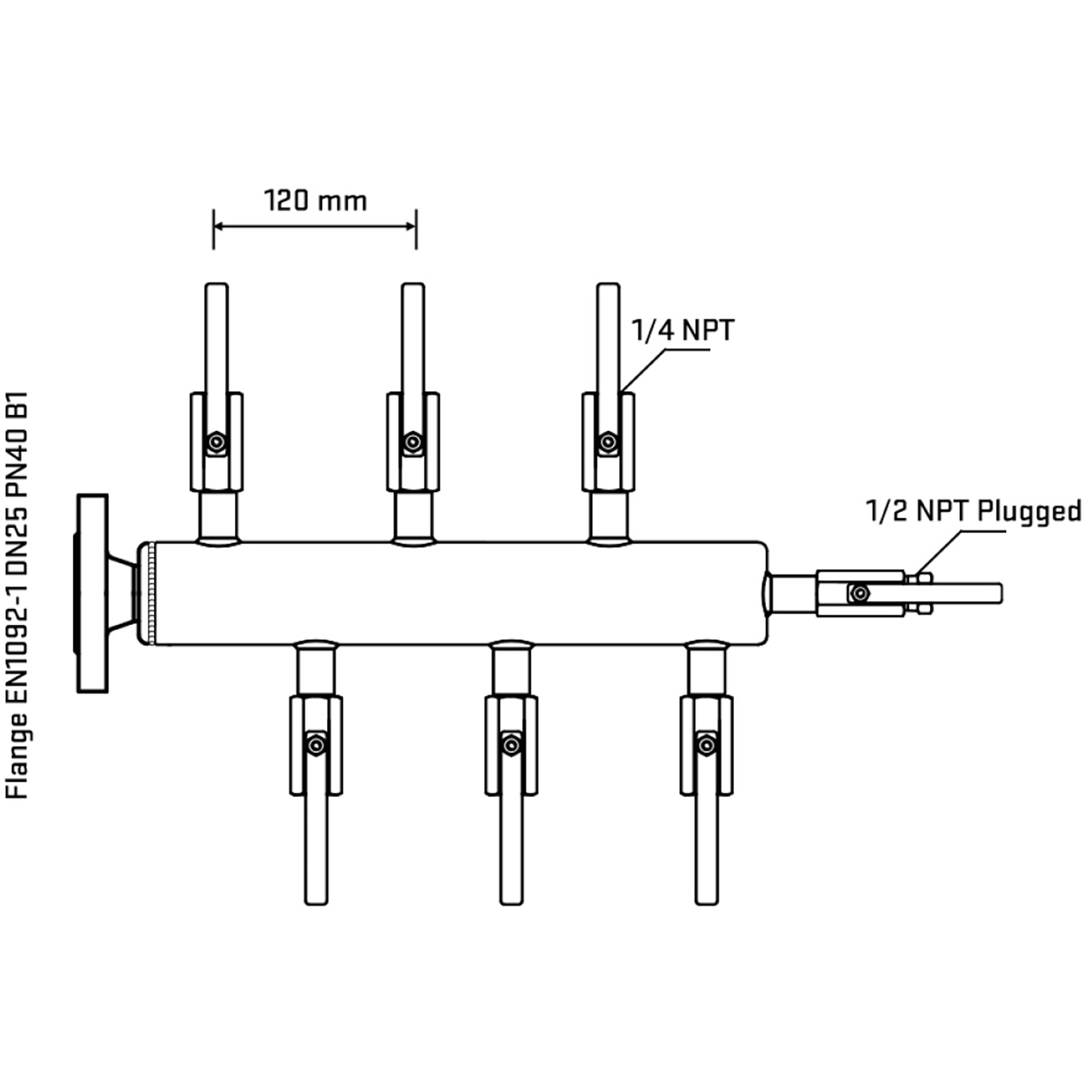 M5F1B090310 Manifolds Stainless Steel Double Sided