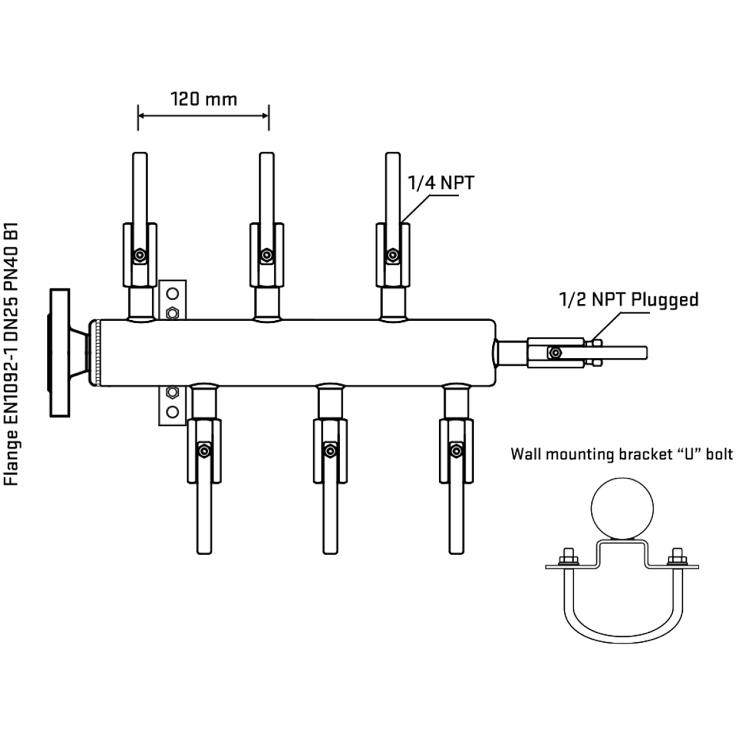 M5F1B090311 Manifolds Stainless Steel Double Sided