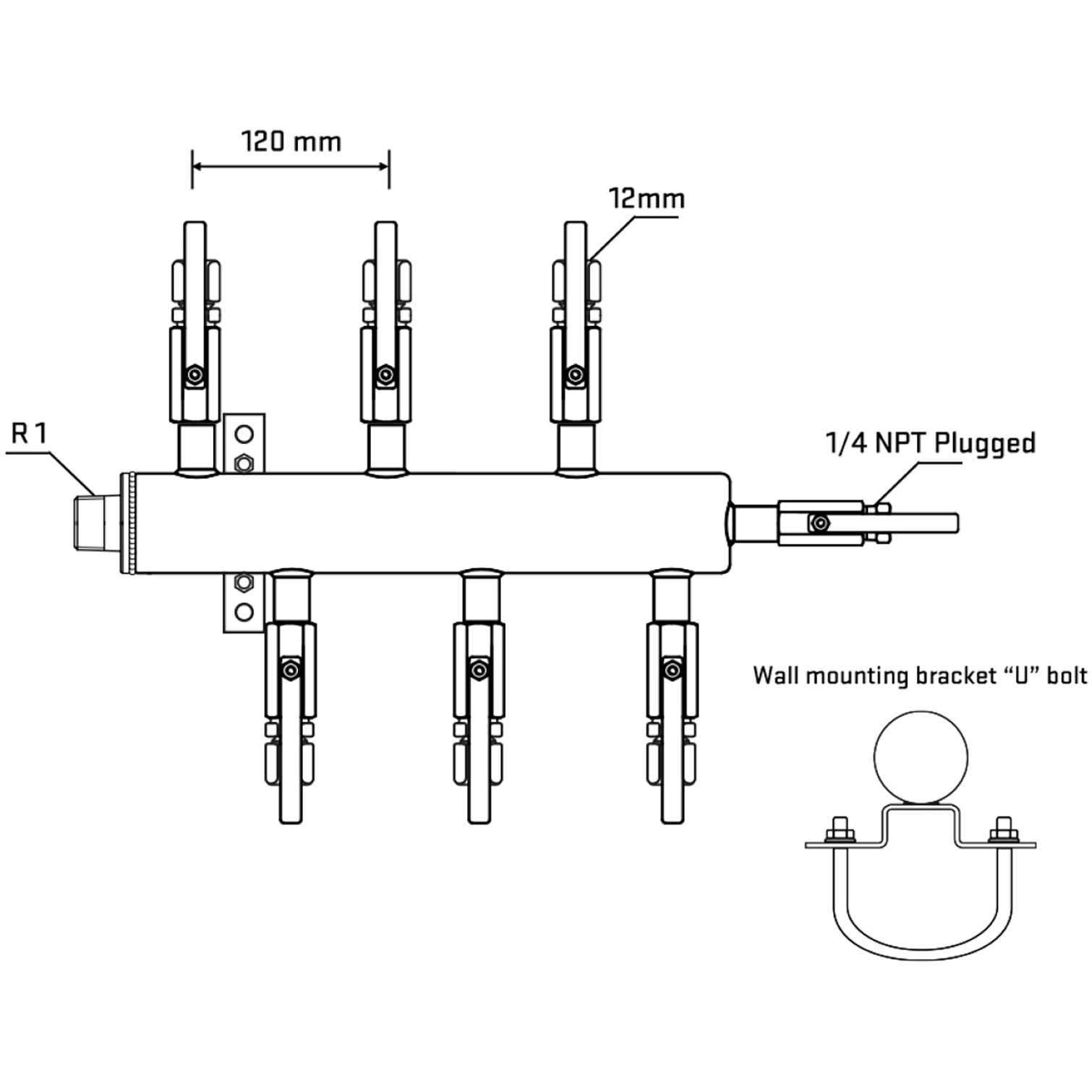 M5F1B100521 Manifolds Stainless Steel Double Sided