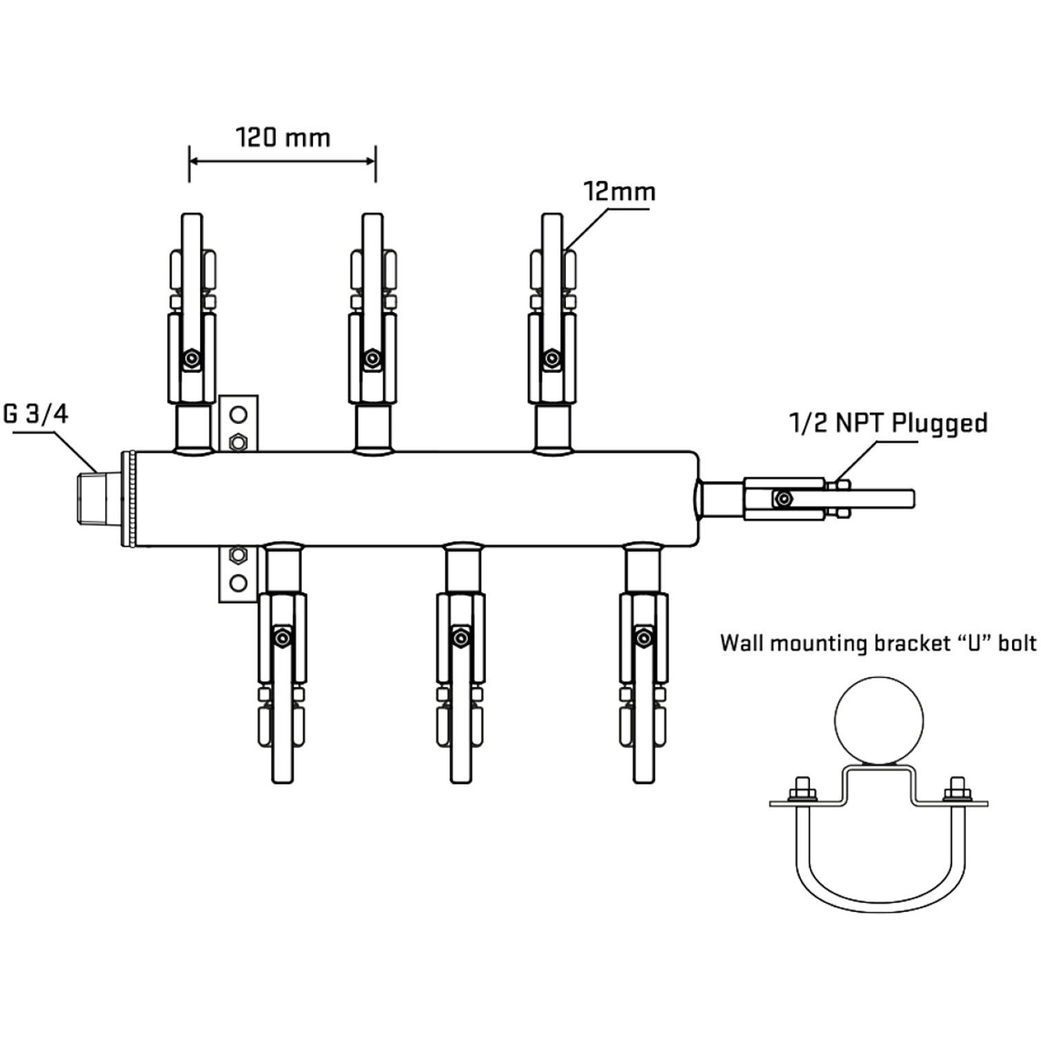 M5F1B110411 Manifolds Stainless Steel Double Sided