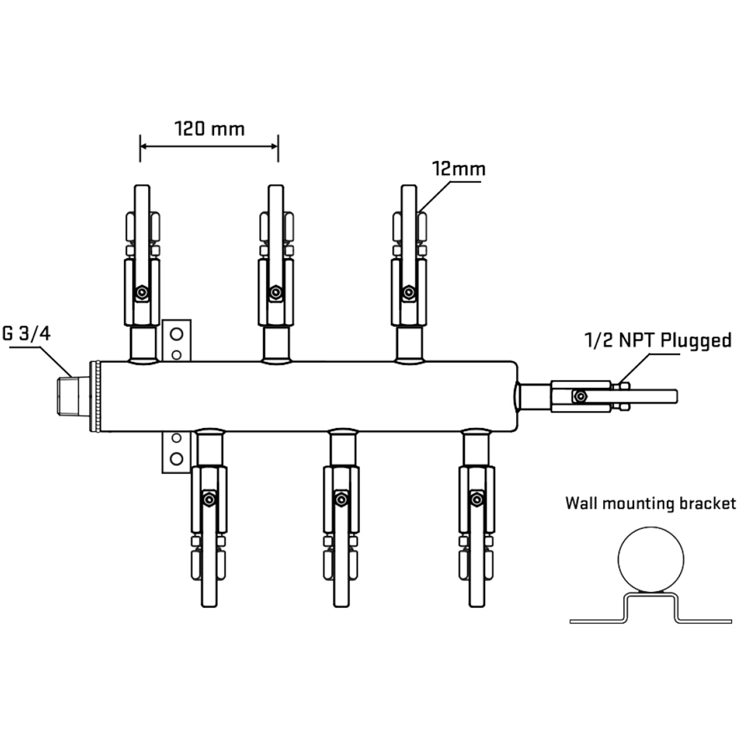 M5F1B110412 Manifolds Stainless Steel Double Sided