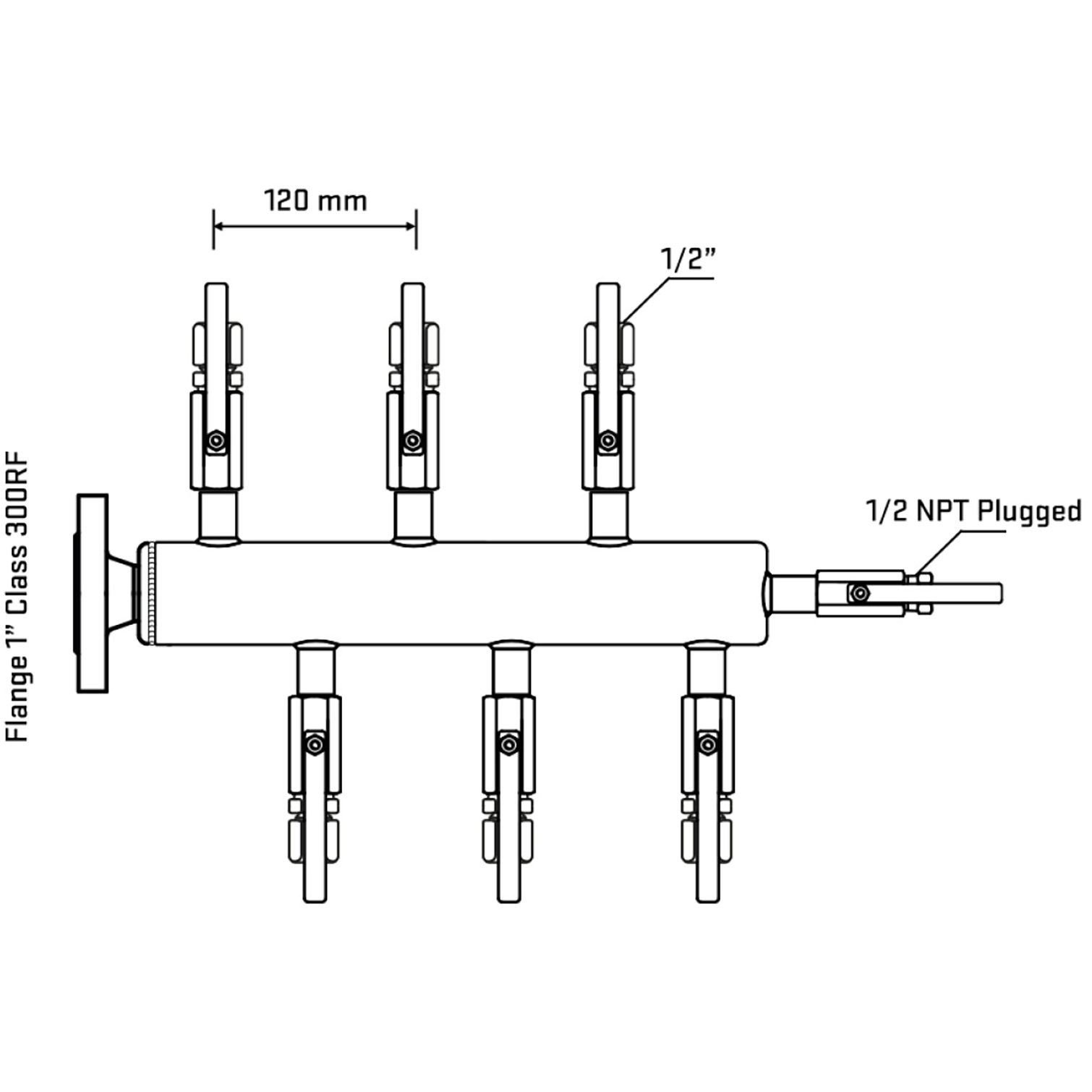 M5F1B120210 Manifolds Stainless Steel Double Sided