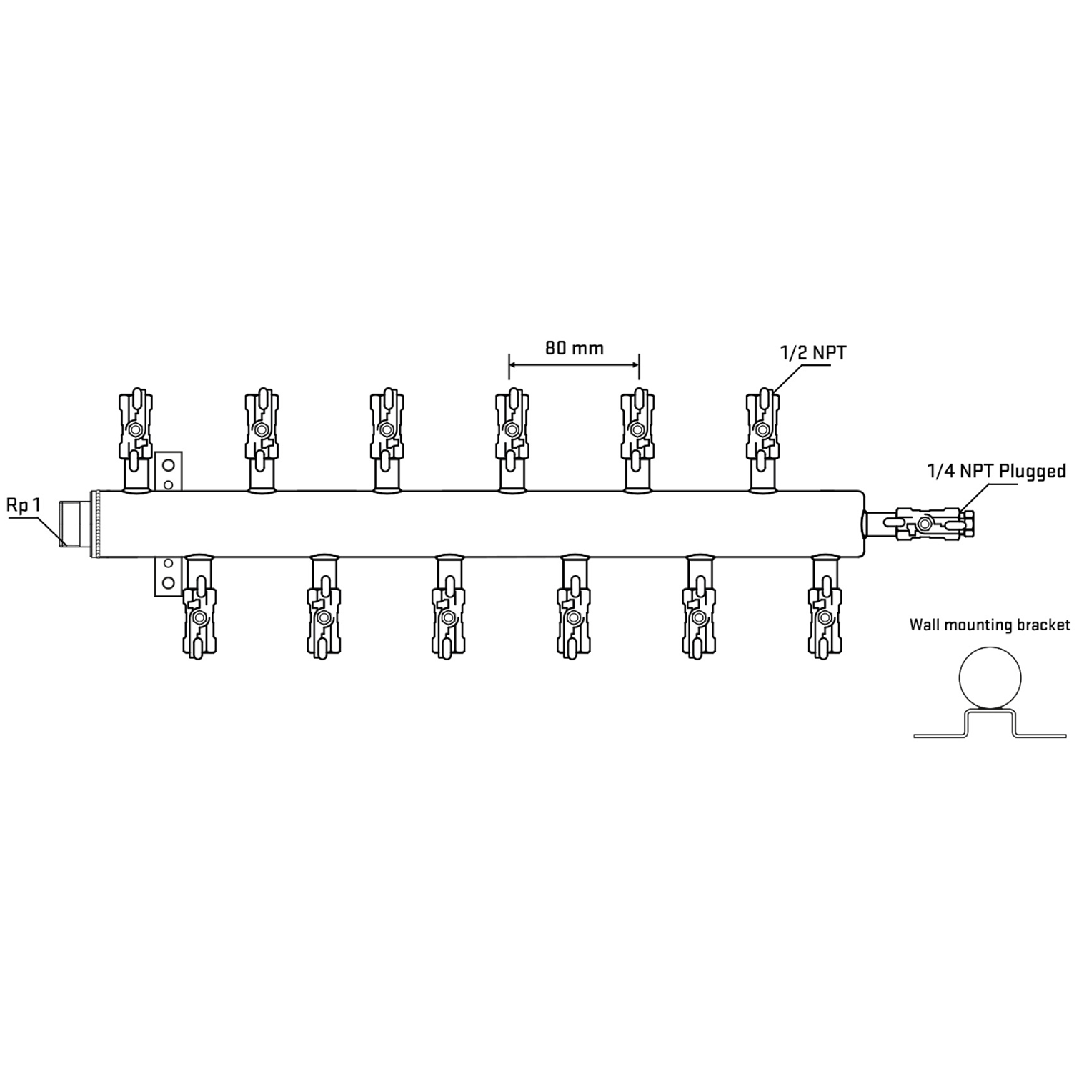 M5F2A010722 Manifolds Stainless Steel Double Sided