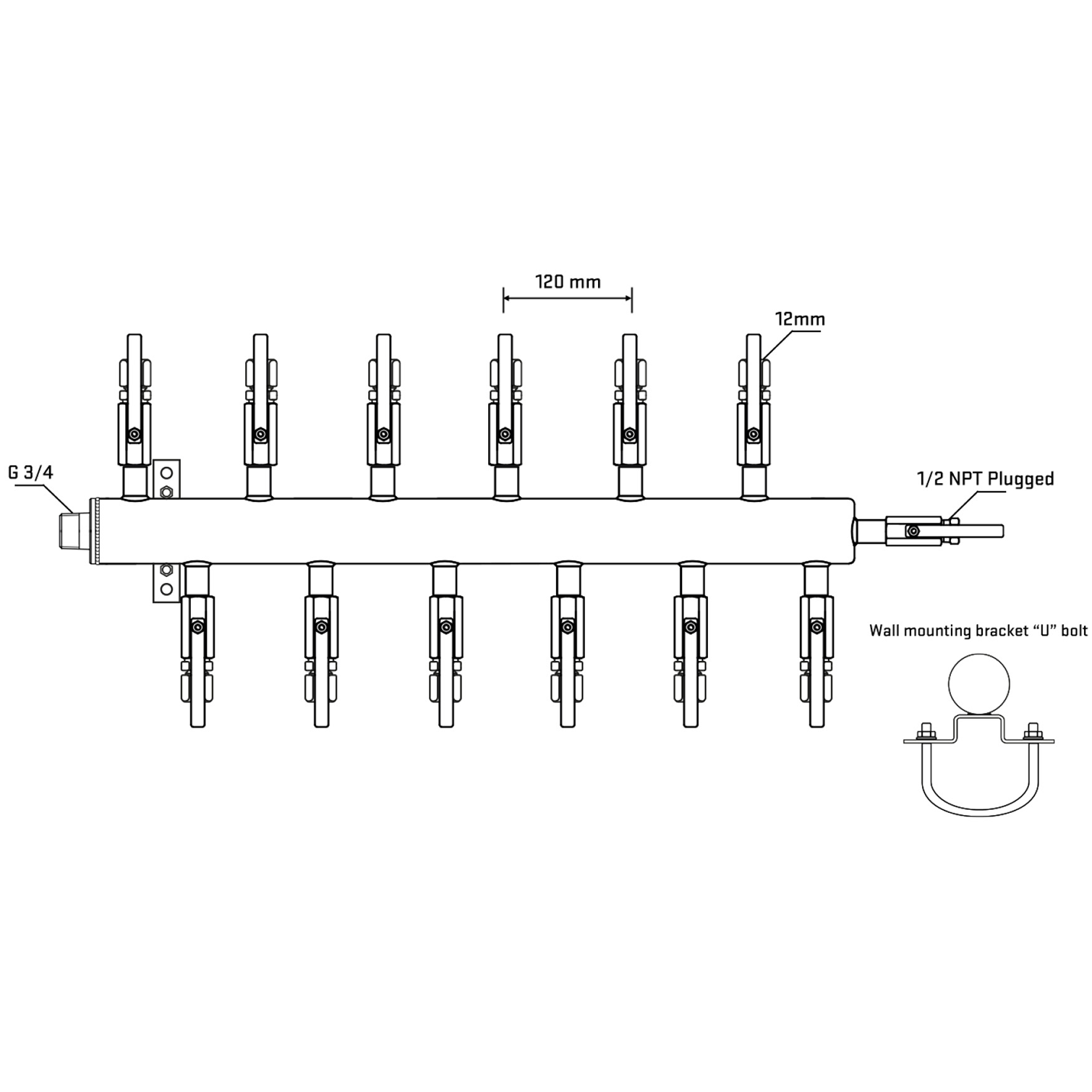 M5F2B110411 Manifolds Stainless Steel Double Sided