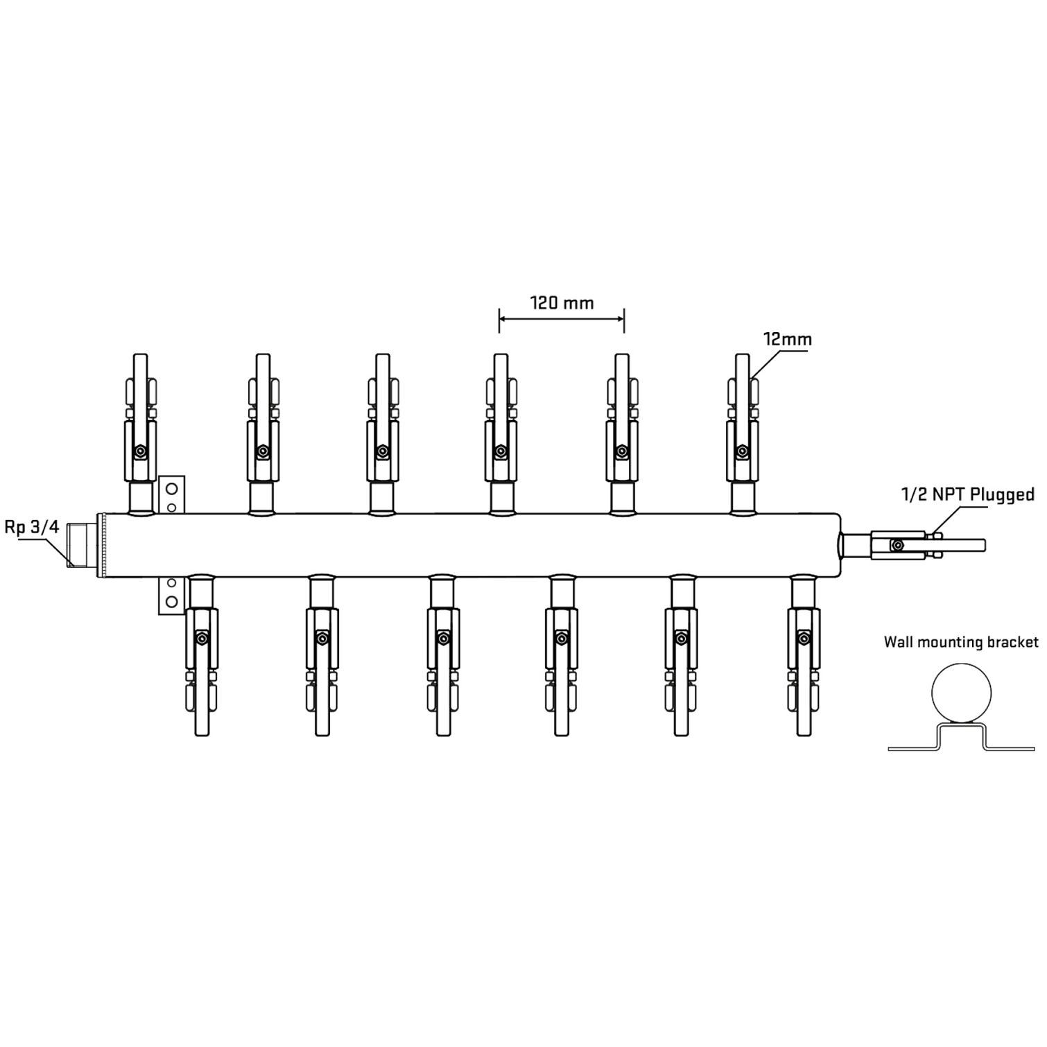 M5F2B110612 Manifolds Stainless Steel Double Sided