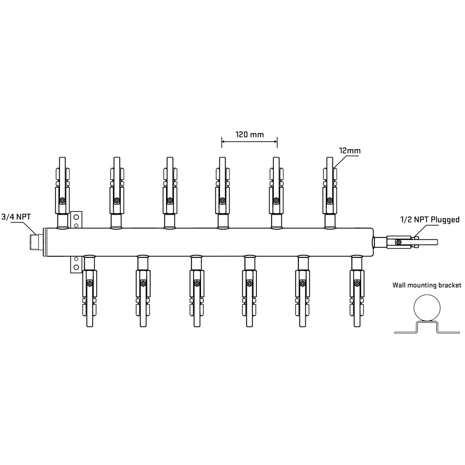 M5F2B110812 Manifolds Stainless Steel Double Sided