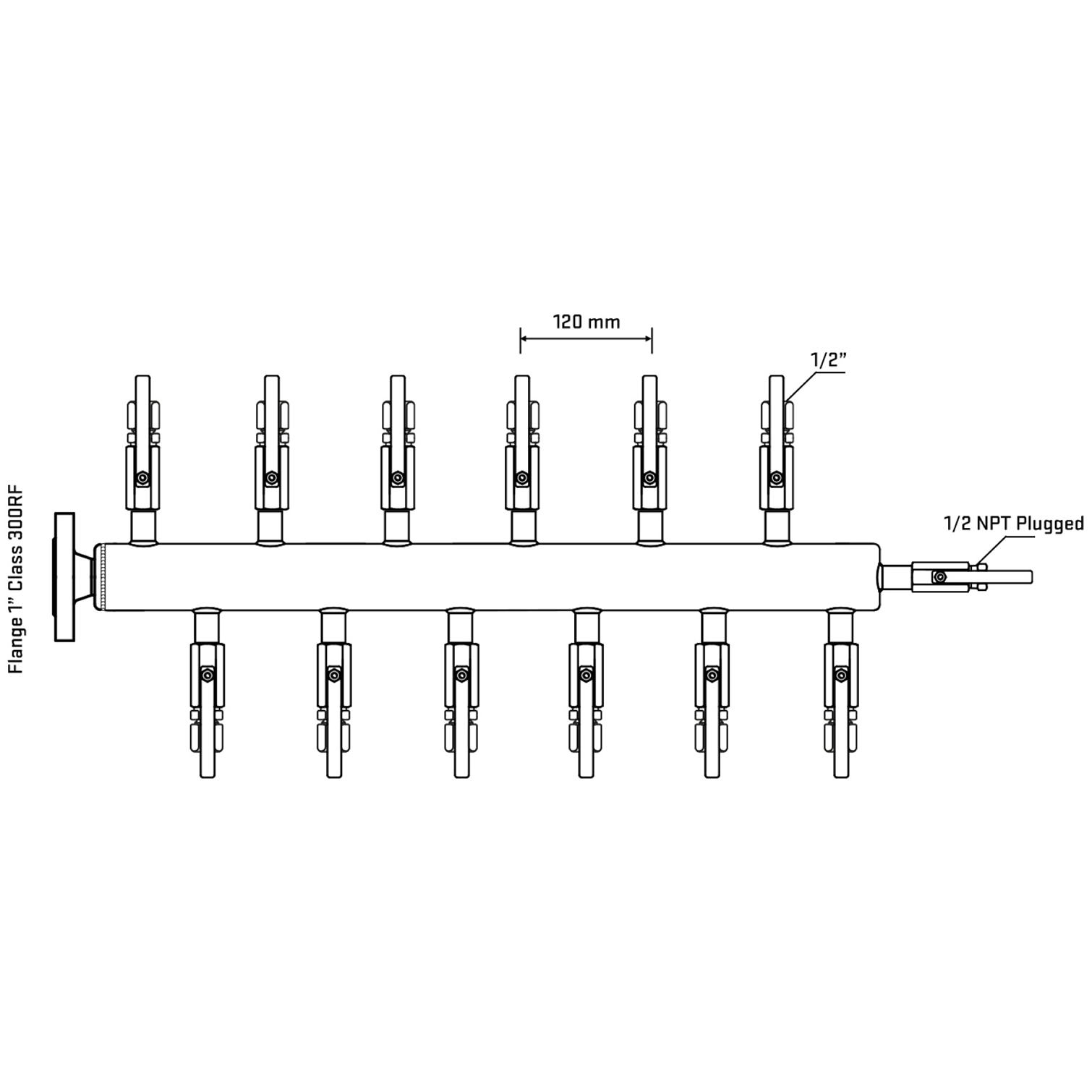 M5F2B120210 Manifolds Stainless Steel Double Sided