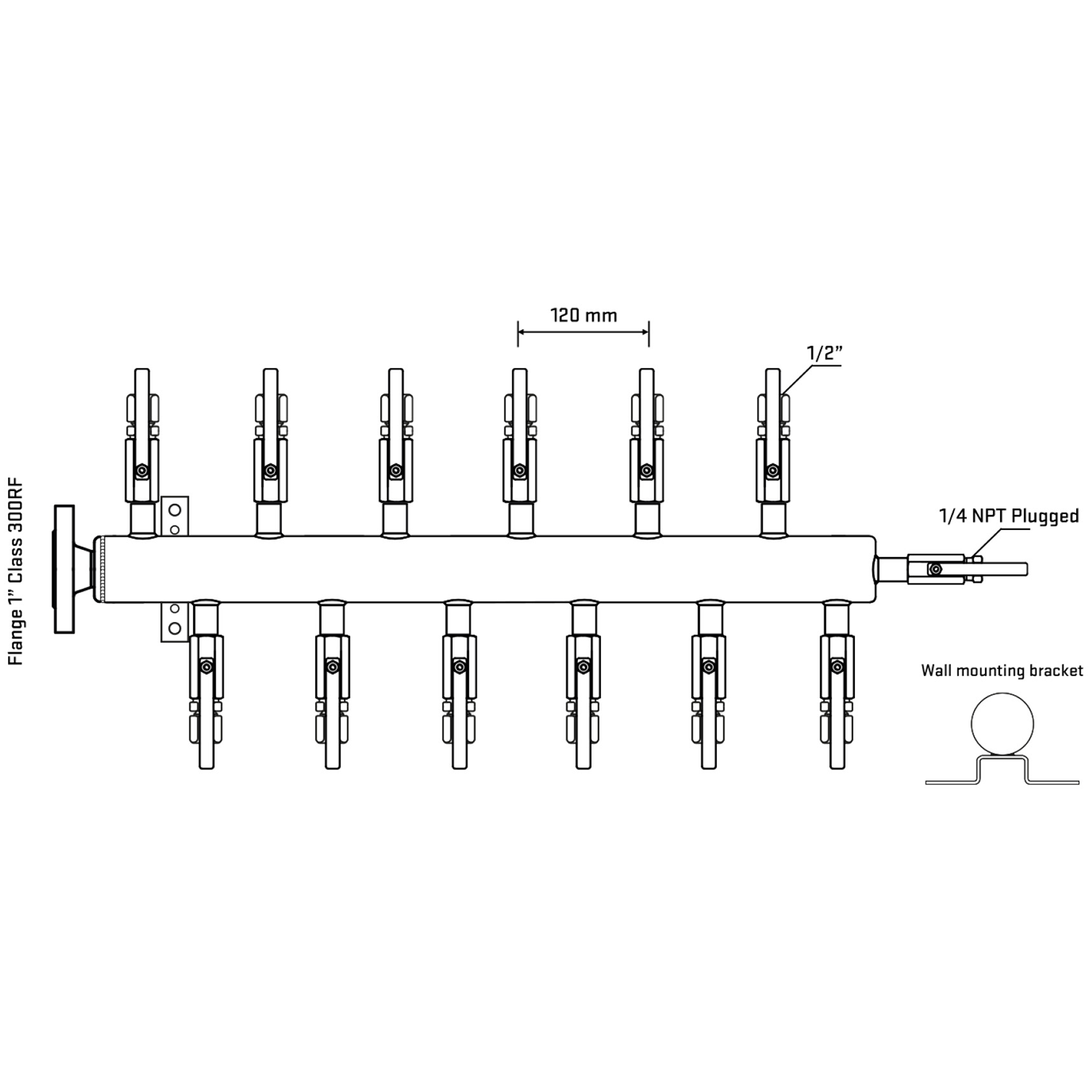 M5F2B120222 Manifolds Stainless Steel Double Sided