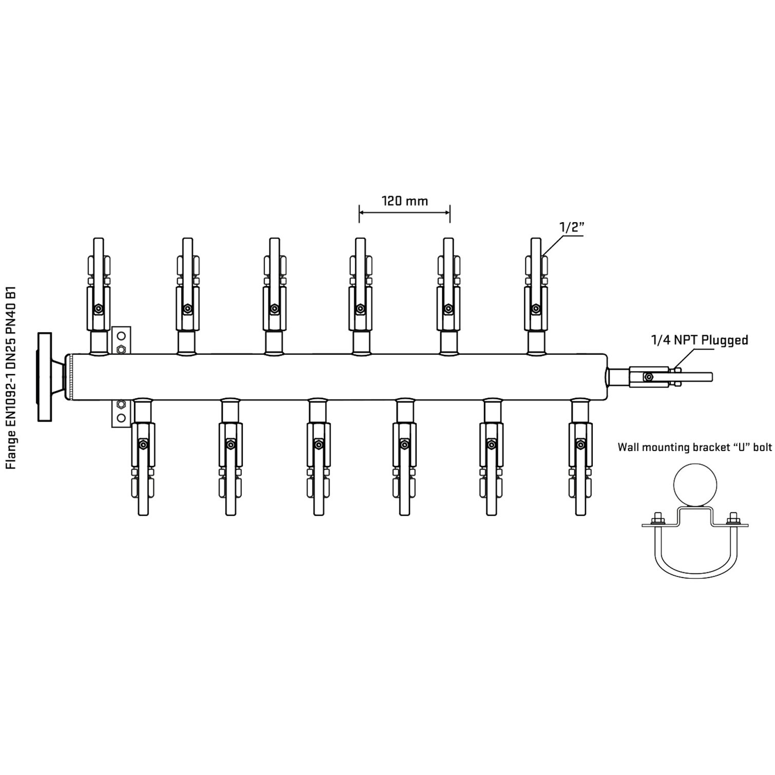 M5F2B120321 Manifolds Stainless Steel Double Sided