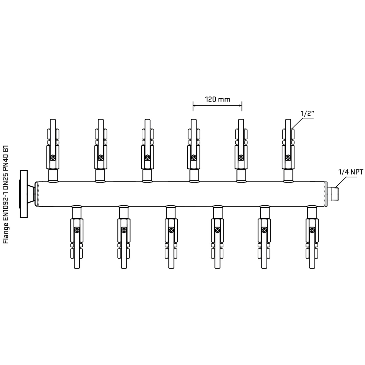 M5F2B120340 Manifolds Stainless Steel Double Sided