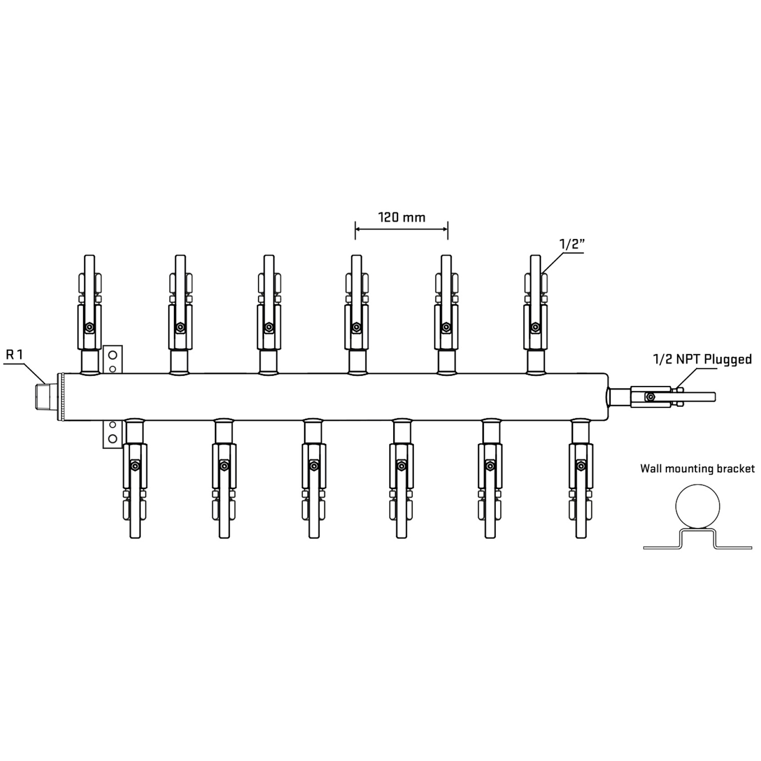 M5F2B120512 Manifolds Stainless Steel Double Sided