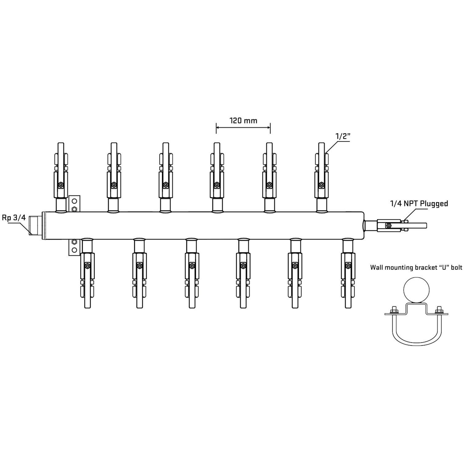 M5F2B120621 Manifolds Stainless Steel Double Sided