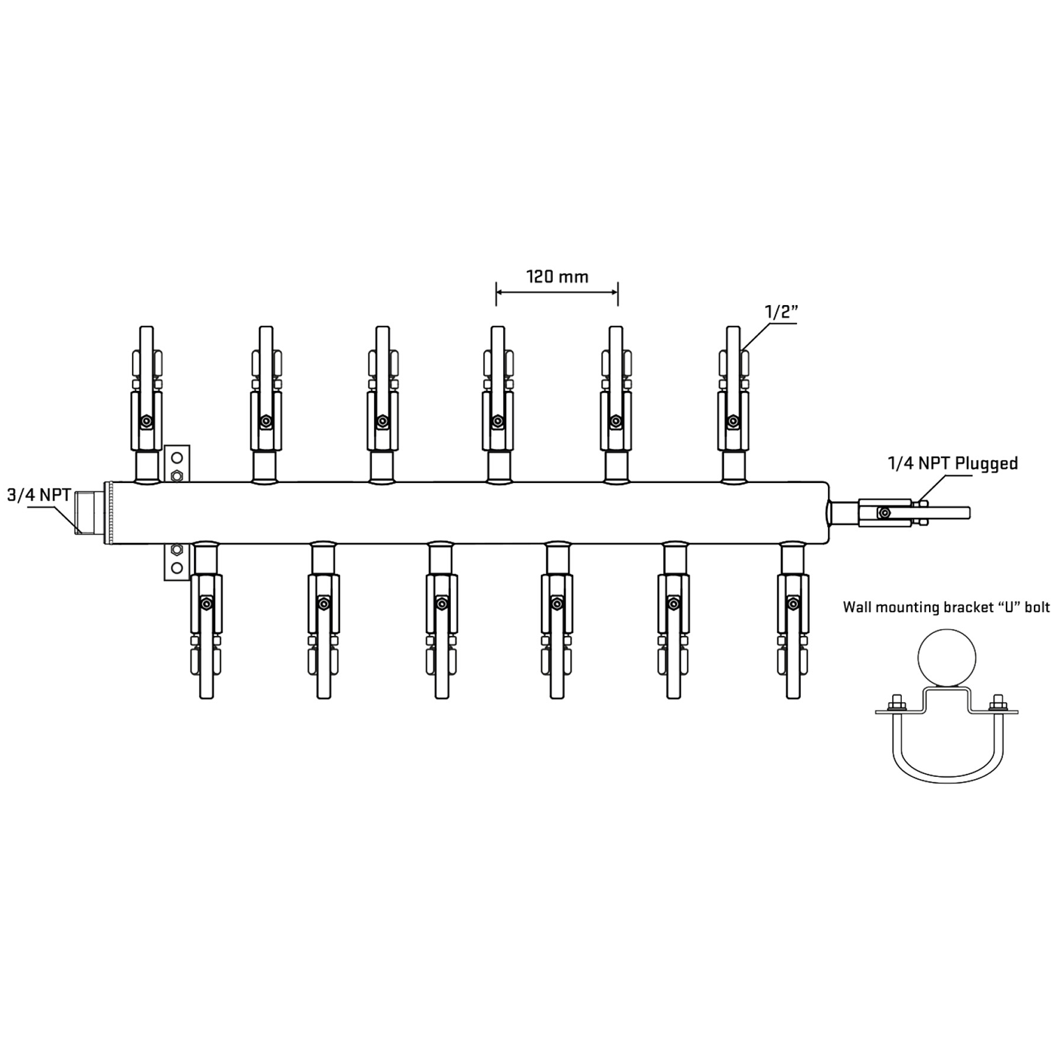 M5F2B121021 Manifolds Stainless Steel Double Sided